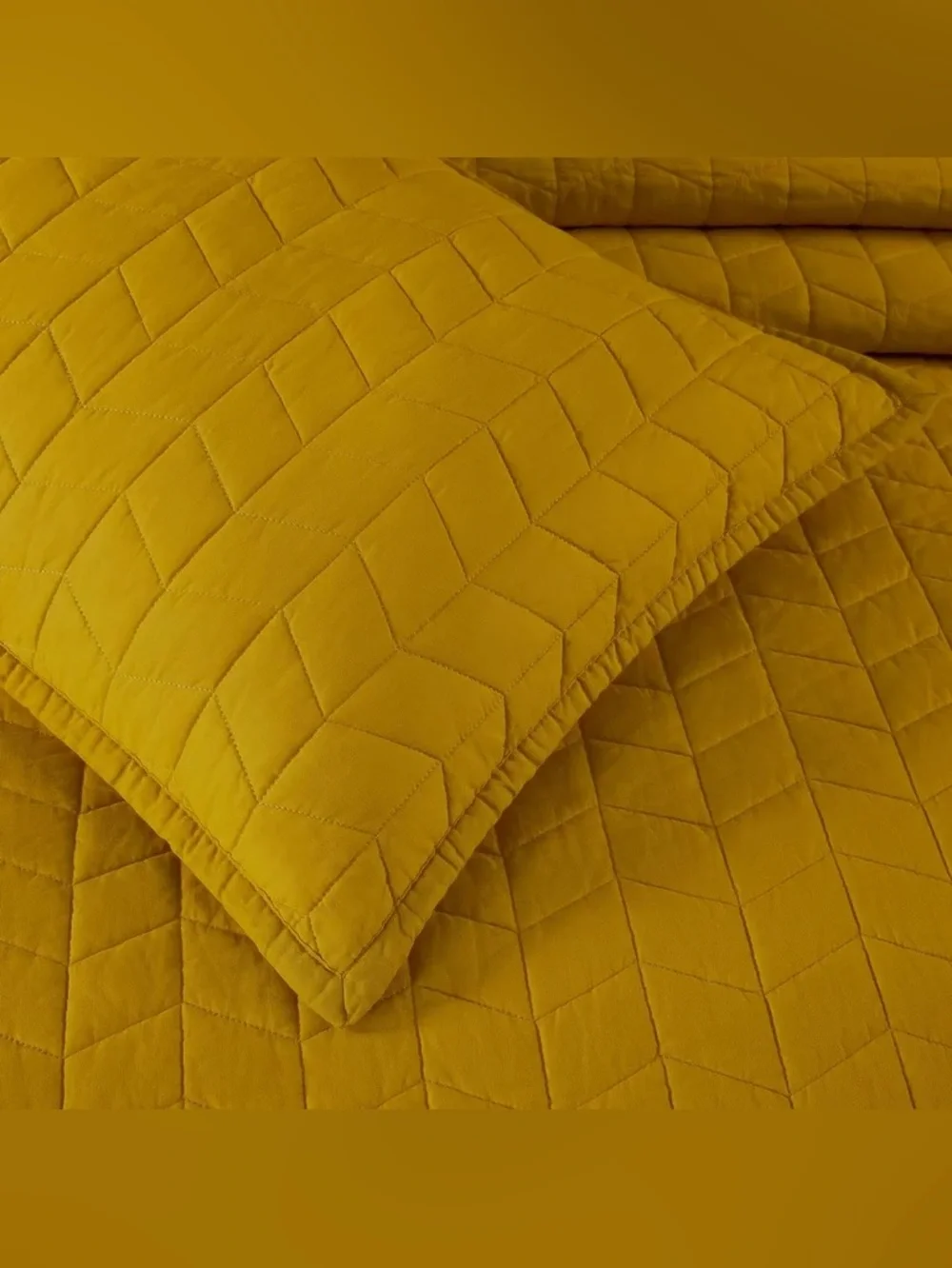 Mustard Yellow King 3 piece Quilted Bedspread Set 100% cotton